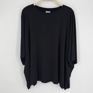 Planet by Lauren G Boxy Dolman Sleeve Top One Size Black Lagenlook Minimalist